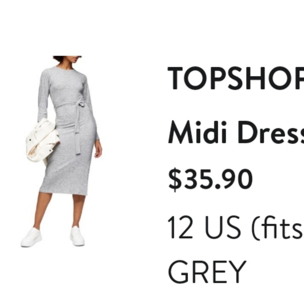 Top Shop Knit Longsleeve Midi Dress